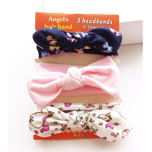 3pcs/set Newborn Turban Bow Elastic Hairband Princess Christmas Day GiftsBaby Girl Headbands Cotton Rabbit Ear Baby Accessories