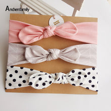 Load image into Gallery viewer, 3pcs/set Newborn Turban Bow Elastic Hairband Princess Christmas Day GiftsBaby Girl Headbands Cotton Rabbit Ear Baby Accessories