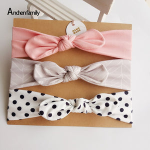 3pcs/set Newborn Turban Bow Elastic Hairband Princess Christmas Day GiftsBaby Girl Headbands Cotton Rabbit Ear Baby Accessories