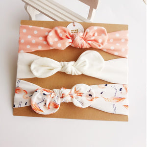 3pcs/set Newborn Turban Bow Elastic Hairband Princess Christmas Day GiftsBaby Girl Headbands Cotton Rabbit Ear Baby Accessories