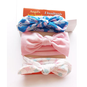 3pcs/set Newborn Turban Bow Elastic Hairband Princess Christmas Day GiftsBaby Girl Headbands Cotton Rabbit Ear Baby Accessories