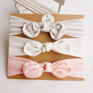 3pcs/set Newborn Turban Bow Elastic Hairband Princess Christmas Day GiftsBaby Girl Headbands Cotton Rabbit Ear Baby Accessories