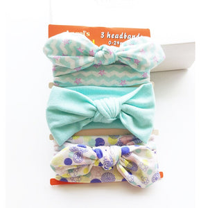 3pcs/set Newborn Turban Bow Elastic Hairband Princess Christmas Day GiftsBaby Girl Headbands Cotton Rabbit Ear Baby Accessories