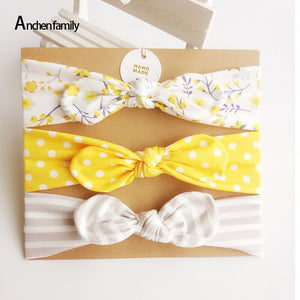 3pcs/set Newborn Turban Bow Elastic Hairband Princess Christmas Day GiftsBaby Girl Headbands Cotton Rabbit Ear Baby Accessories