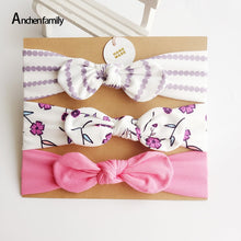 Load image into Gallery viewer, 3pcs/set Newborn Turban Bow Elastic Hairband Princess Christmas Day GiftsBaby Girl Headbands Cotton Rabbit Ear Baby Accessories