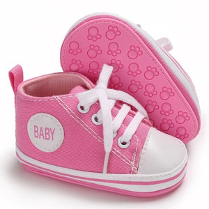 Baby Shoes Boy Girl Star Solid Sneaker Cotton Soft Sole Newborn Infant First Walkers Anti-Slip Toddler Casual Canvas Crib Shoes