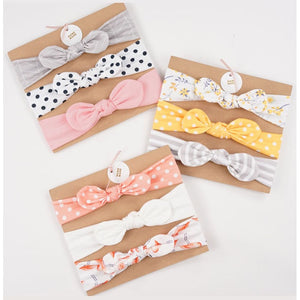 3pcs/set Baby Headband Girls Hair Accessories Cotton Rabbit Ear Turban Bow Elastic Hairband Baby Princess Christmas Day Gifts