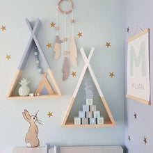 Load image into Gallery viewer, 1Pc Living Room Wooden Triangles Storage Holder Rack Decor Wall Mounted Shelf  Bedroom Children Room Crafts Storage Rack