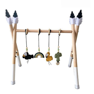 1Set Nordic Style | Baby Gym Play | Nursery Sensory Ring-pull | Toy Wooden Frame Infant Room Toddler Clothes Rack Gift Kids Room Decor