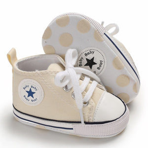 Baby Shoes Boy Girl Star Solid Sneaker Cotton Soft Sole Newborn Infant First Walkers Anti-Slip Toddler Casual Canvas Crib Shoes