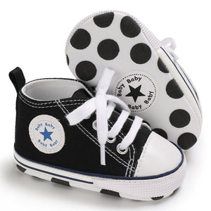 Baby Shoes Boy Girl Star Solid Sneaker Cotton Soft Sole Newborn Infant First Walkers Anti-Slip Toddler Casual Canvas Crib Shoes