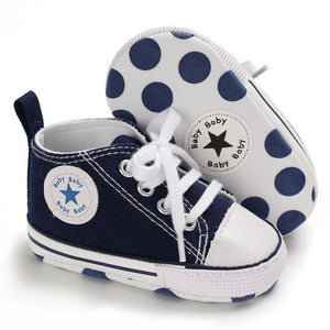 Baby Shoes Boy Girl Star Solid Sneaker Cotton Soft Sole Newborn Infant First Walkers Anti-Slip Toddler Casual Canvas Crib Shoes