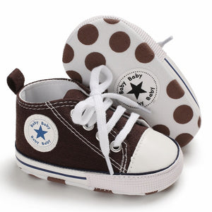 Baby Shoes Boy Girl Star Solid Sneaker Cotton Soft Sole Newborn Infant First Walkers Anti-Slip Toddler Casual Canvas Crib Shoes