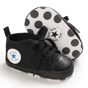 Baby Shoes Boy Girl Star Solid Sneaker Cotton Soft Sole Newborn Infant First Walkers Anti-Slip Toddler Casual Canvas Crib Shoes