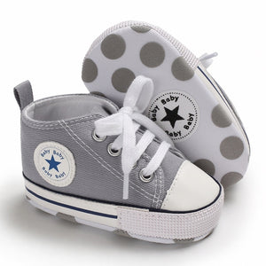 Baby Shoes Boy Girl Star Solid Sneaker Cotton Soft Sole Newborn Infant First Walkers Anti-Slip Toddler Casual Canvas Crib Shoes