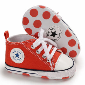 Baby Shoes Boy Girl Star Solid Sneaker Cotton Soft Sole Newborn Infant First Walkers Anti-Slip Toddler Casual Canvas Crib Shoes