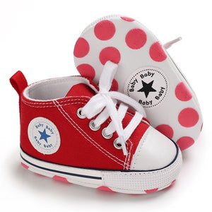 Baby Shoes Boy Girl Star Solid Sneaker Cotton Soft Sole Newborn Infant First Walkers Anti-Slip Toddler Casual Canvas Crib Shoes