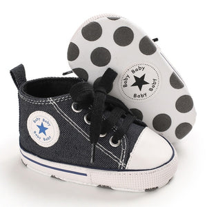 Baby Shoes Boy Girl Star Solid Sneaker Cotton Soft Sole Newborn Infant First Walkers Anti-Slip Toddler Casual Canvas Crib Shoes