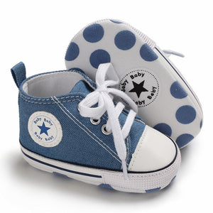 Baby Shoes Boy Girl Star Solid Sneaker Cotton Soft Sole Newborn Infant First Walkers Anti-Slip Toddler Casual Canvas Crib Shoes