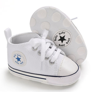 Baby Shoes Boy Girl Star Solid Sneaker Cotton Soft Sole Newborn Infant First Walkers Anti-Slip Toddler Casual Canvas Crib Shoes