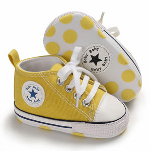 Baby Shoes Boy Girl Star Solid Sneaker Cotton Soft Sole Newborn Infant First Walkers Anti-Slip Toddler Casual Canvas Crib Shoes