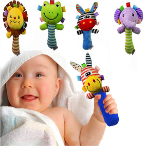 New Soft Plush Baby Toy Animal Hand Bells Baby Rattle Toys High Quality Newborn Gift Animal Style Hand Bell Rattle