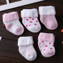 Load image into Gallery viewer, 5 Pair/lot new cotton thick baby toddler socks (suitable for autumn and winter)