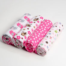 Load image into Gallery viewer, 4Pcs/Lot Muslin 100% Cotton Flannel Baby Swaddles Soft Newborns Blankets Baby Blankets Newborn Muslin Diapers Baby Swaddle Wrap