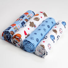 Load image into Gallery viewer, 4Pcs/Lot Muslin 100% Cotton Flannel Baby Swaddles Soft Newborns Blankets Baby Blankets Newborn Muslin Diapers Baby Swaddle Wrap