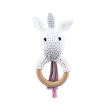 Load image into Gallery viewer, Newborn Baby Toys 1pc Wooden Teether Crochet Pattern Rattle Elephant Rattle Toy Newborn Amigurumi Teether Baby  Rattles Gift