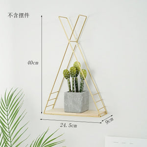 Nordic Hexagonal Grid Iron Decorative Wall Shelf