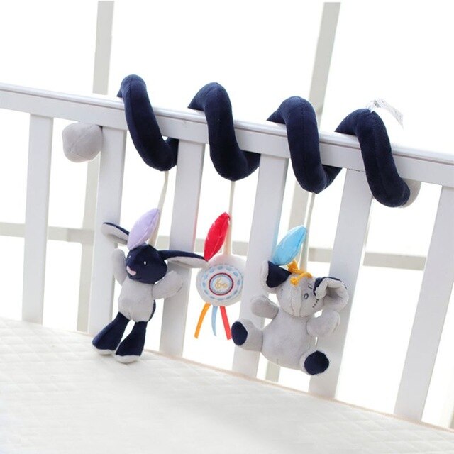 Baby Stroller Bed Crib Spiral Toys Soft Plush Animal Hanging Bell Rattle Gifts K1KC