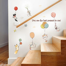 Load image into Gallery viewer, Cartoon Hot Air Balloon Wall Stickers Animals Kids room Baby Nursery Room Decoration Wall Decals Eco-friendly Art Vinyl Murals