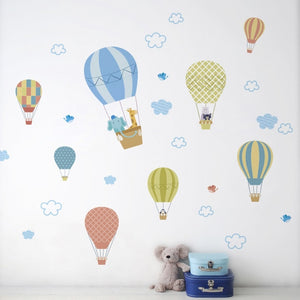 Cartoon Hot Air Balloon Wall Stickers Animals Kids room Baby Nursery Room Decoration Wall Decals Eco-friendly Art Vinyl Murals