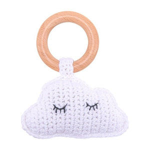 Newborn Baby Toys 1pc Wooden Teether Crochet Pattern Rattle Elephant Rattle Toy Newborn Amigurumi Teether Baby  Rattles Gift