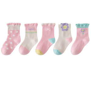 5 Pairs/pack 1-12years Cute Unisex Cotton Baby Toddler Kids Socks