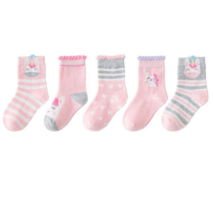 5 Pairs/pack 1-12years Cute Unisex Cotton Baby Toddler Kids Socks