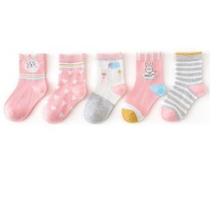 5 Pairs/pack 1-12years Cute Unisex Cotton Baby Toddler Kids Socks