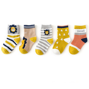 5 Pairs/pack 1-12years Cute Unisex Cotton Baby Toddler Kids Socks