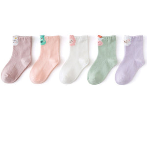 5 Pairs/pack 1-12years Cute Unisex Cotton Baby Toddler Kids Socks