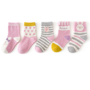 5 Pairs/pack 1-12years Cute Unisex Cotton Baby Toddler Kids Socks