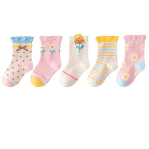 5 Pairs/pack 1-12years Cute Unisex Cotton Baby Toddler Kids Socks