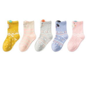 5 Pairs/pack 1-12years Cute Unisex Cotton Baby Toddler Kids Socks