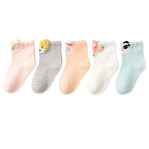 5 Pairs/pack 1-12years Cute Unisex Cotton Baby Toddler Kids Socks