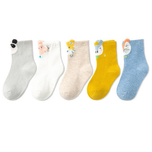 5 Pairs/pack 1-12years Cute Unisex Cotton Baby Toddler Kids Socks