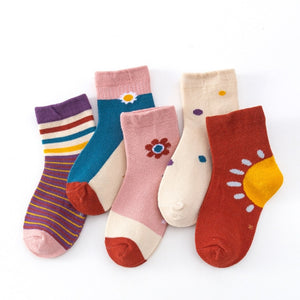 5 Pairs/pack 1-12years Cute Unisex Cotton Baby Toddler Kids Socks