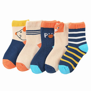 5 Pairs/pack 1-12years Cute Unisex Cotton Baby Toddler Kids Socks