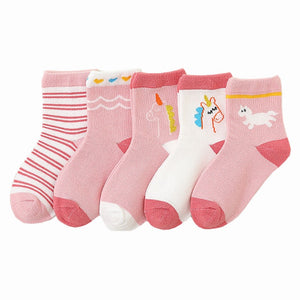 5 Pairs/pack 1-12years Cute Unisex Cotton Baby Toddler Kids Socks