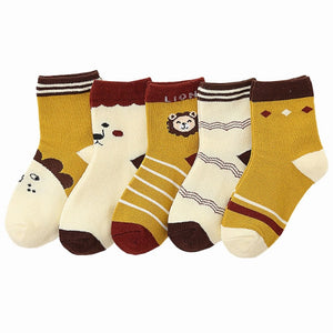 5 Pairs/pack 1-12years Cute Unisex Cotton Baby Toddler Kids Socks