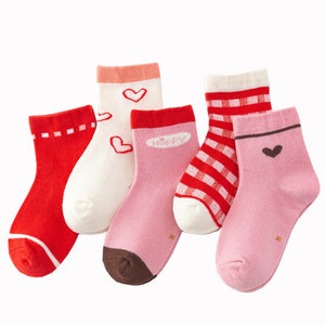 5 Pairs/pack 1-12years Cute Unisex Cotton Baby Toddler Kids Socks